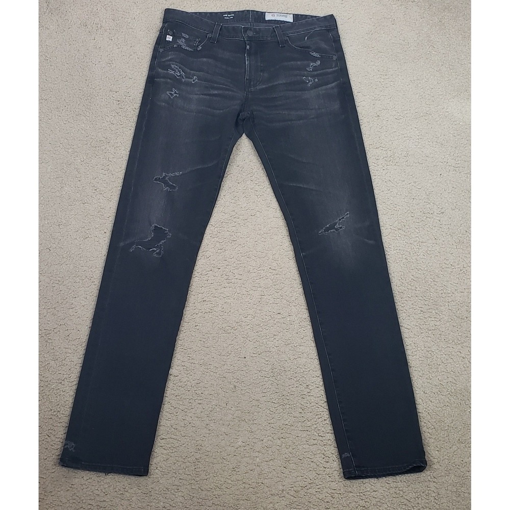 AG Adriano Goldschmied Mens 32 The Tellis Modern Slim Jeans Gravel Black Whisk